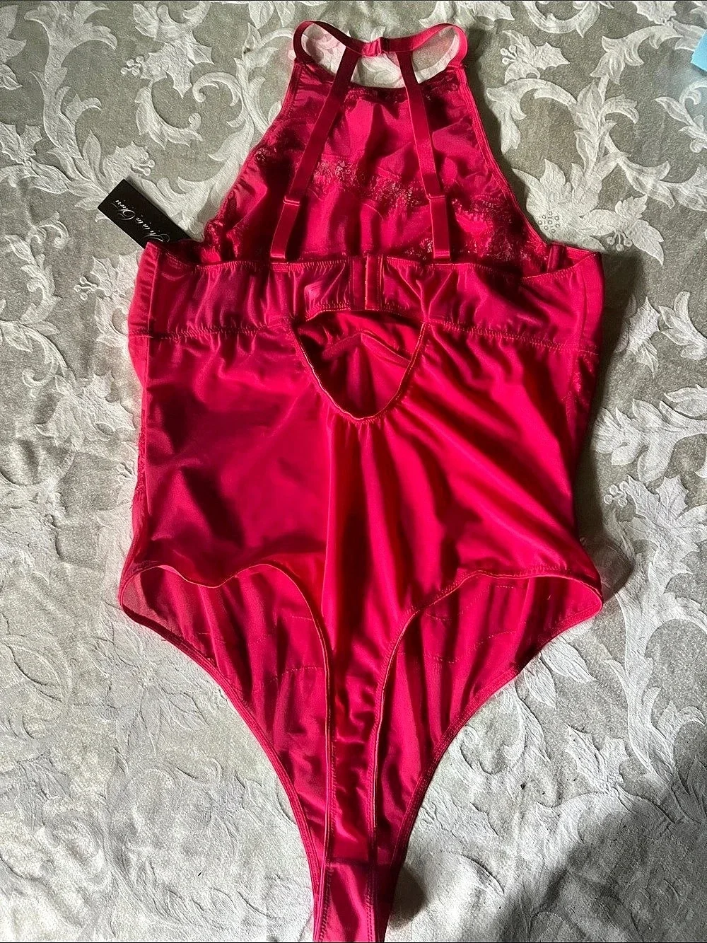 Mchlala Cheri Paris High Neck Teddy One Piece Pink 2X NWT